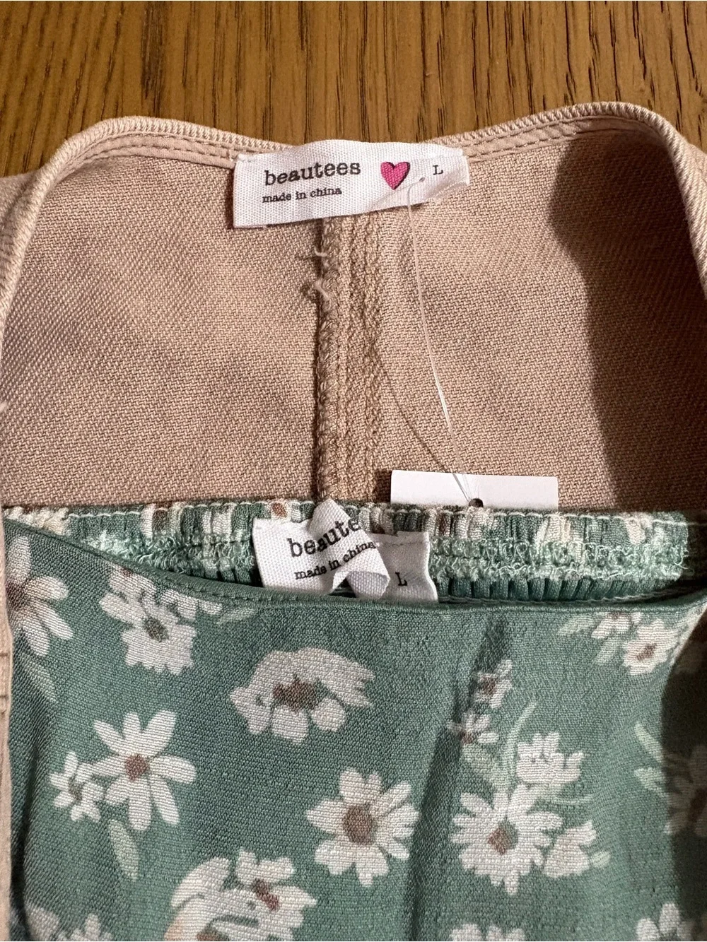 Beautees Sage Green Floral Dress with Blush Pink Vest